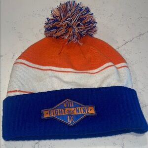 Orange and Blue Pom Beanie